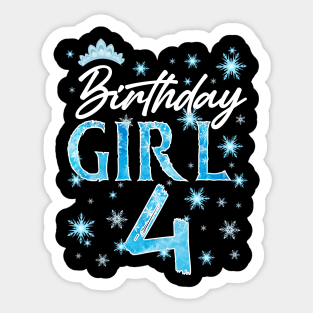 Winter Onederland 4th Birthday Girl Snowflake B-day Gift For Girls Kids Toddlers Sticker